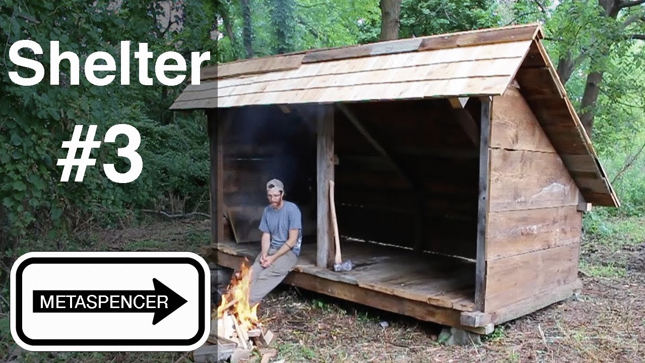 Backwoods Shelter Construction Part 3 - YouTube