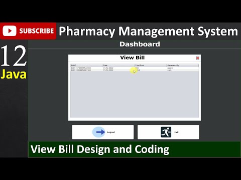 12. Pharmacy Management System in java - View Bill Page (JFrame, Mysql Database, Netbeans IDE)
