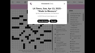 The Washington Post / LA Times Crossword 13/04/2025