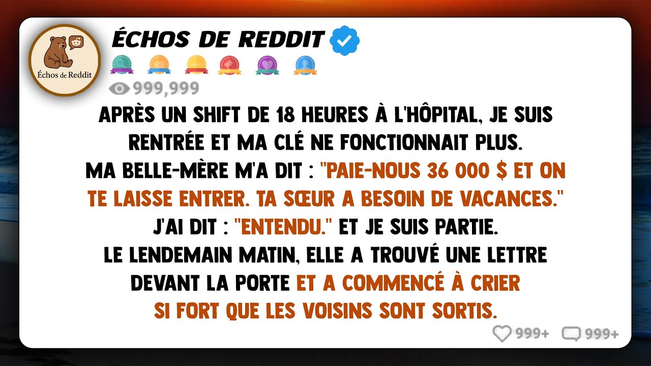 Dix-huit heures à sauver des vies. Et en récompense, ma charmante belle-mère a cru bon de changer...