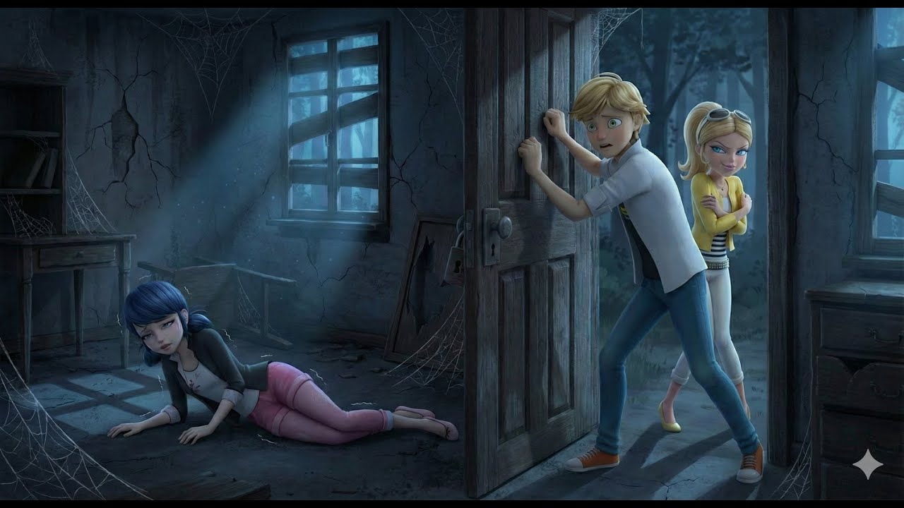 Chloe lock Marinette‪ in the dark room😱, Adrien try to save her 😢.