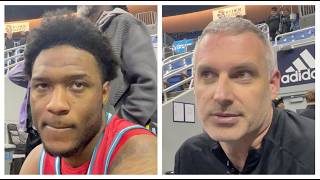 UNM Lobos coach Eric Olen and guard Deyton Albury after losing at Nevada on Feb. 24, 2026
