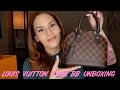 LUXURY DESIGNER UNBOXING: LOUIS VUITTON ALMA BB IN DAMIER EBENE + WHAT'S IN MY PURSE