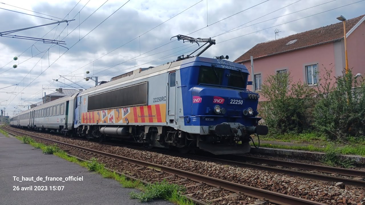 spot en gare de Aulnoye_Aymeries Maubeuge le Quesnoy fret VR2N corail 2NNG 2NPG klaxon signe de main