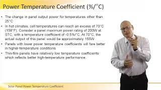 Solar Panel Power Temperature Coefficient