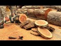 Professional And Creative Woodworking // Create A Unique Table From Wood Slices Of Large Tree Trunks