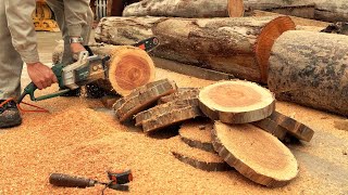 Professional And Creative Woodworking // Create A Unique Table From Wood Slices Of Large Tree Trunks