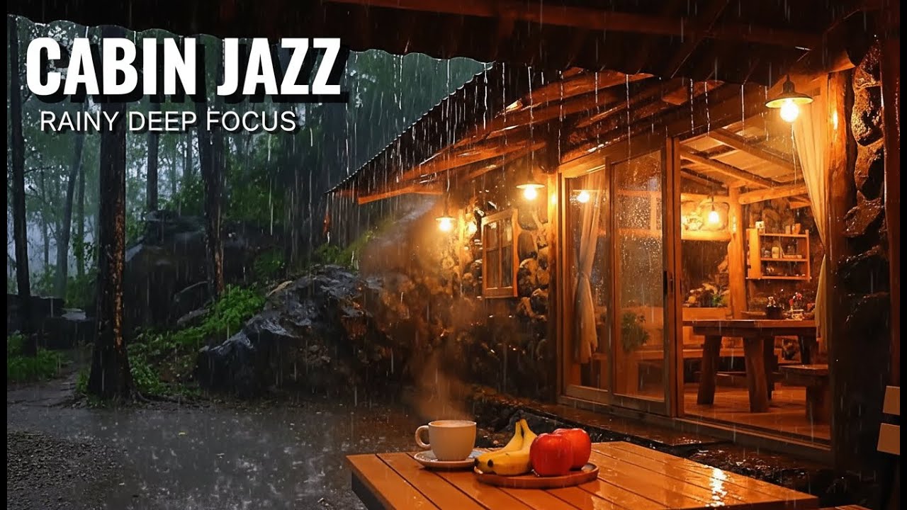 Rainy Cabin Smooth Jazz (Piano & Accordion) | Relaxing Jazz for Work, Study & Sleep