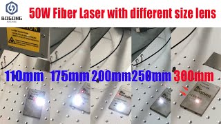 50W JPT LP laser souce testing with 100mm/175mm/200mm/250mm/300mm lens l fiber laser testing