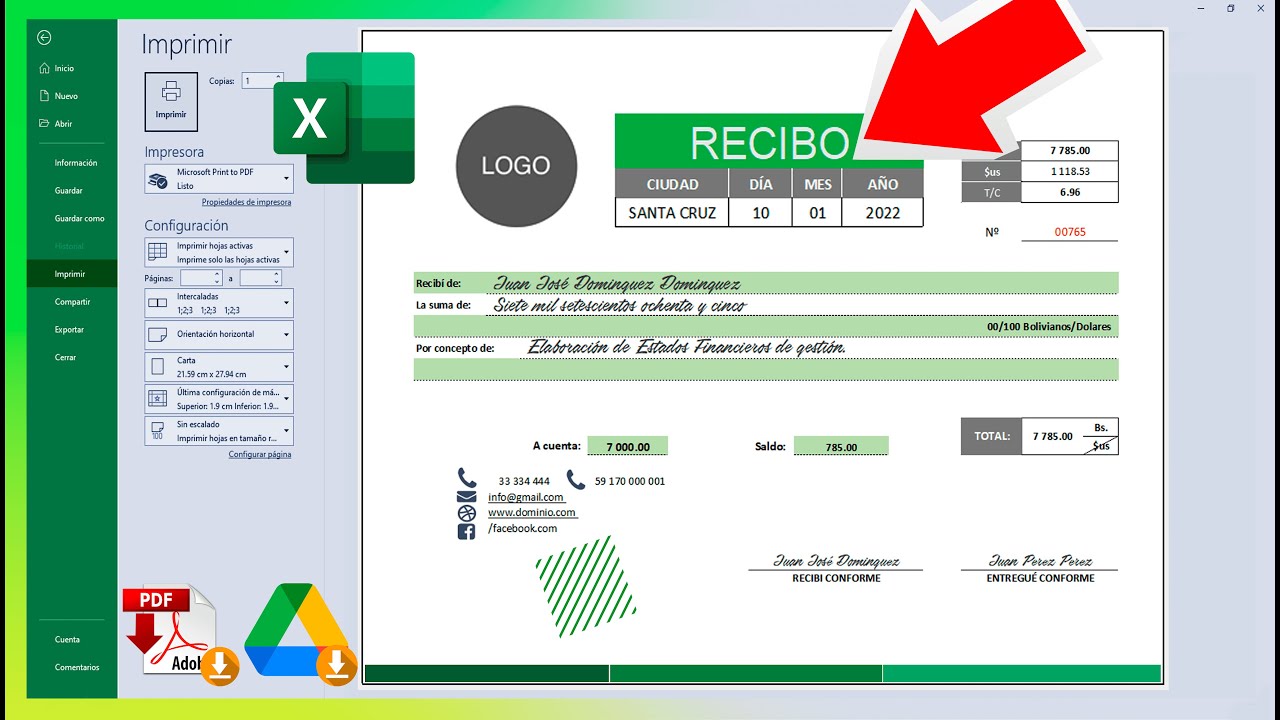 Cómo hacer un Recibo en Excel | Modelo de Recibo de Pago. Descarga Gratis -  PAYMENT RECEIPT IN EXCEL - YouTube