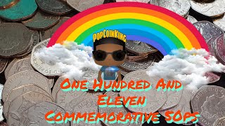 One Hundred And Eleven UK 50p Commemoratives (Face Value)