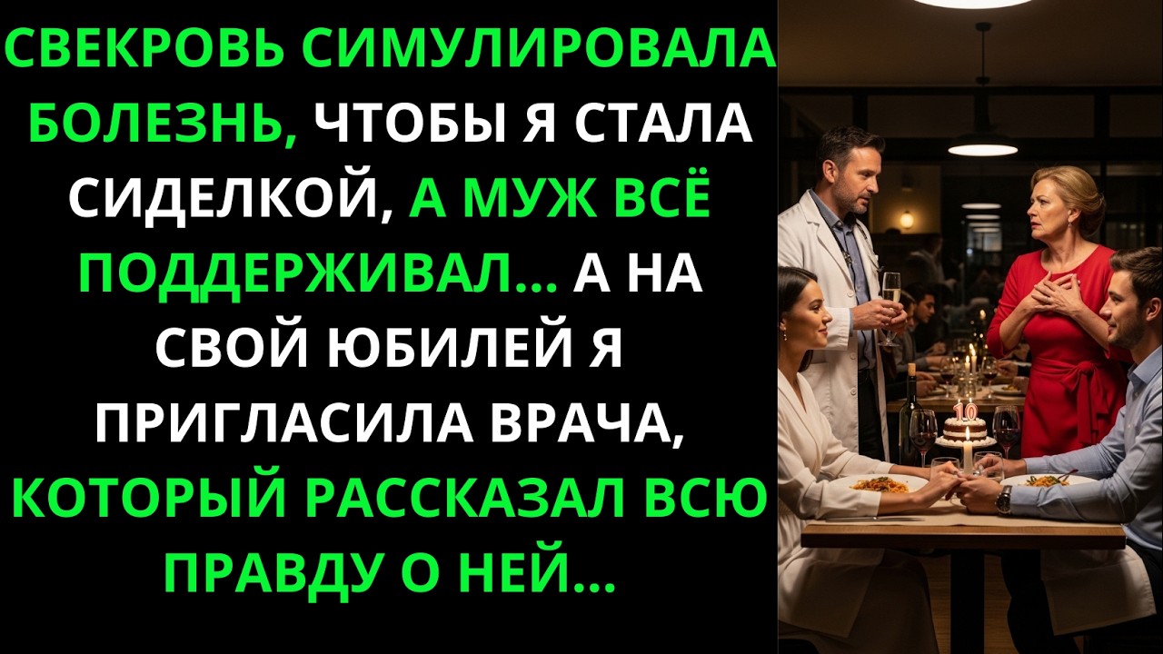 Свекровь симулировала болезнь, а муж поддерживал… На юбилей я пригласила врача, и он раскрыл правду.
