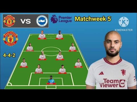 Manchester United vs Brighton ~ Man United 4-4-2 With Eriksen &amp; Amrabat Matchweek 5 EPL 2023/2024