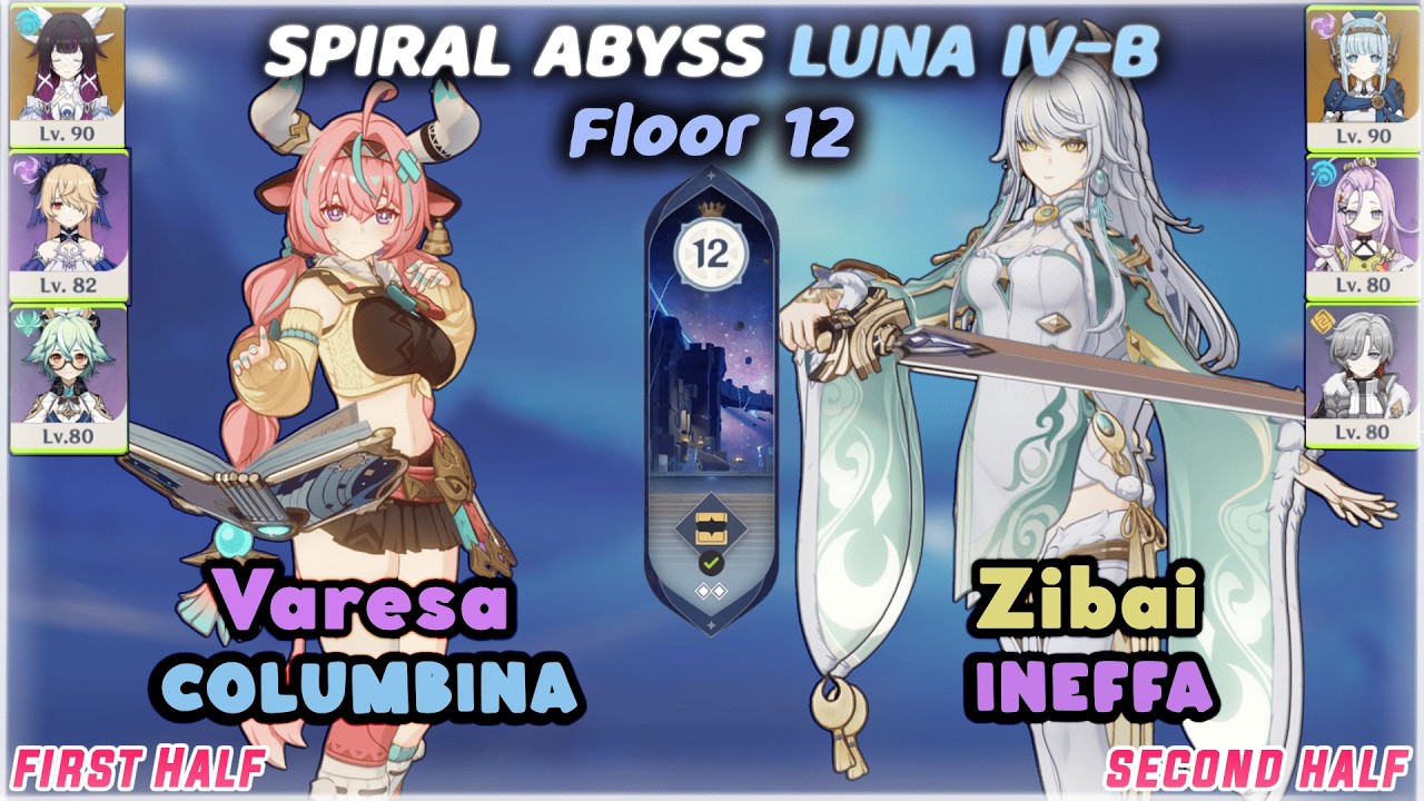 C0 Varesa Columbina & C0 Zibai Ineffa / Luna IV-B Spiral Abyss (Floor 12) 9 Stars / Genshin Impact