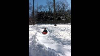 Dyi backyard snow luge slide.