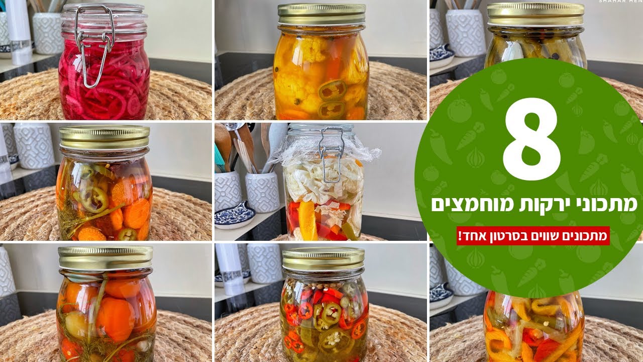 חמוצים | איך להכין חמוצים ביתיים בקלות (8 סוגים) - תוספת לארוחה - מתאים לשבת! צפו עכשיו