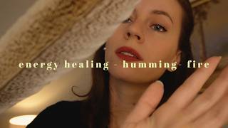 ASMR REIKI to soothe your exhausted mind (w/ fire crackling & humming)