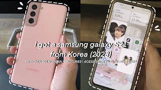 samsung galaxy s21 from korea ☁️ (2023) | pre-owned | aesthetic setup + accessories