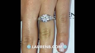 Round Moissanite Three-Stone Ring with Pave Band