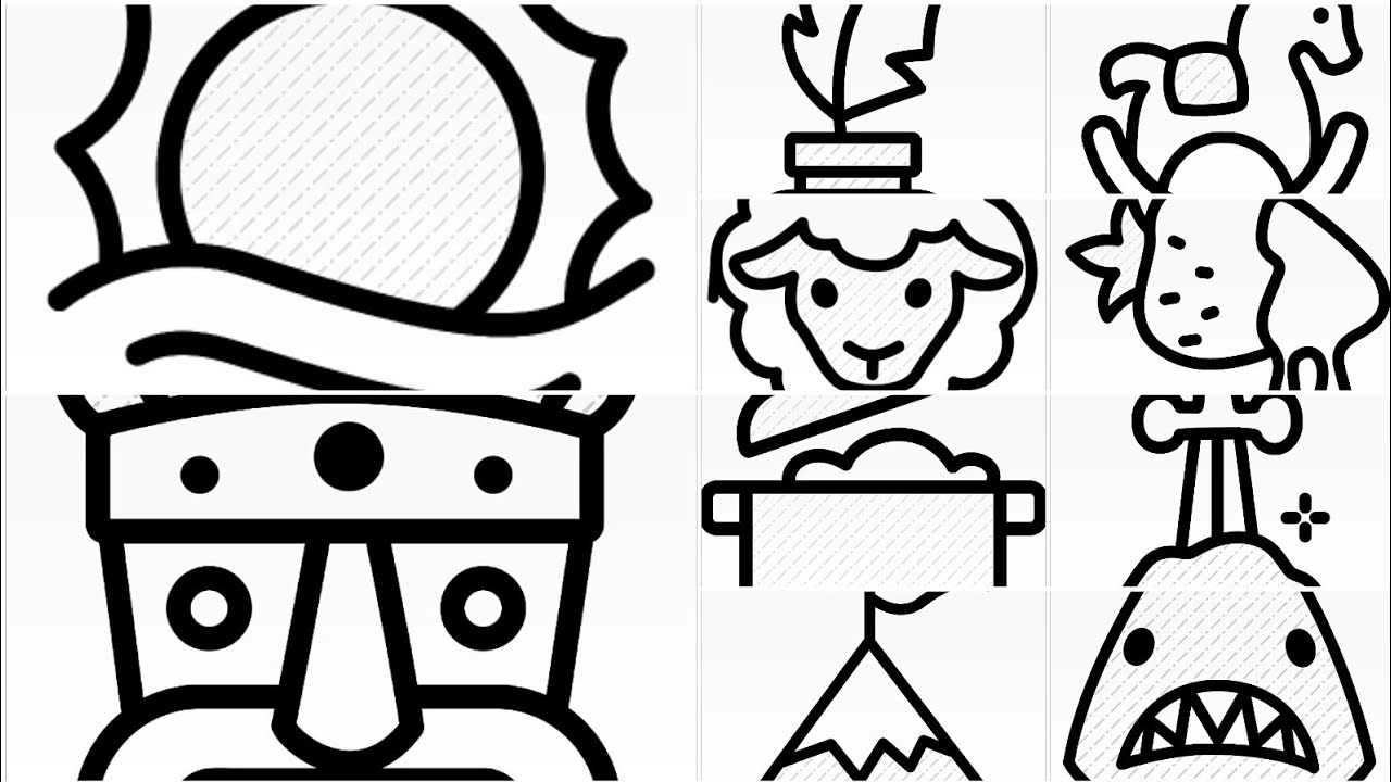 Easy Draw and Color Sun Set, Aztec, Ink Bottle,  Sheep,  Cooking Pot, Rocking Horse ... 