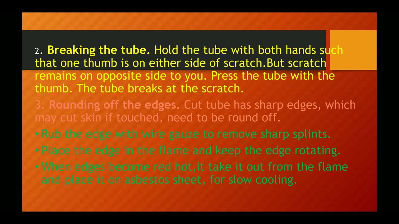 CUTTING GLASS TUBE AND GLASS ROD tocutaglasstubeandroundoffitsedges