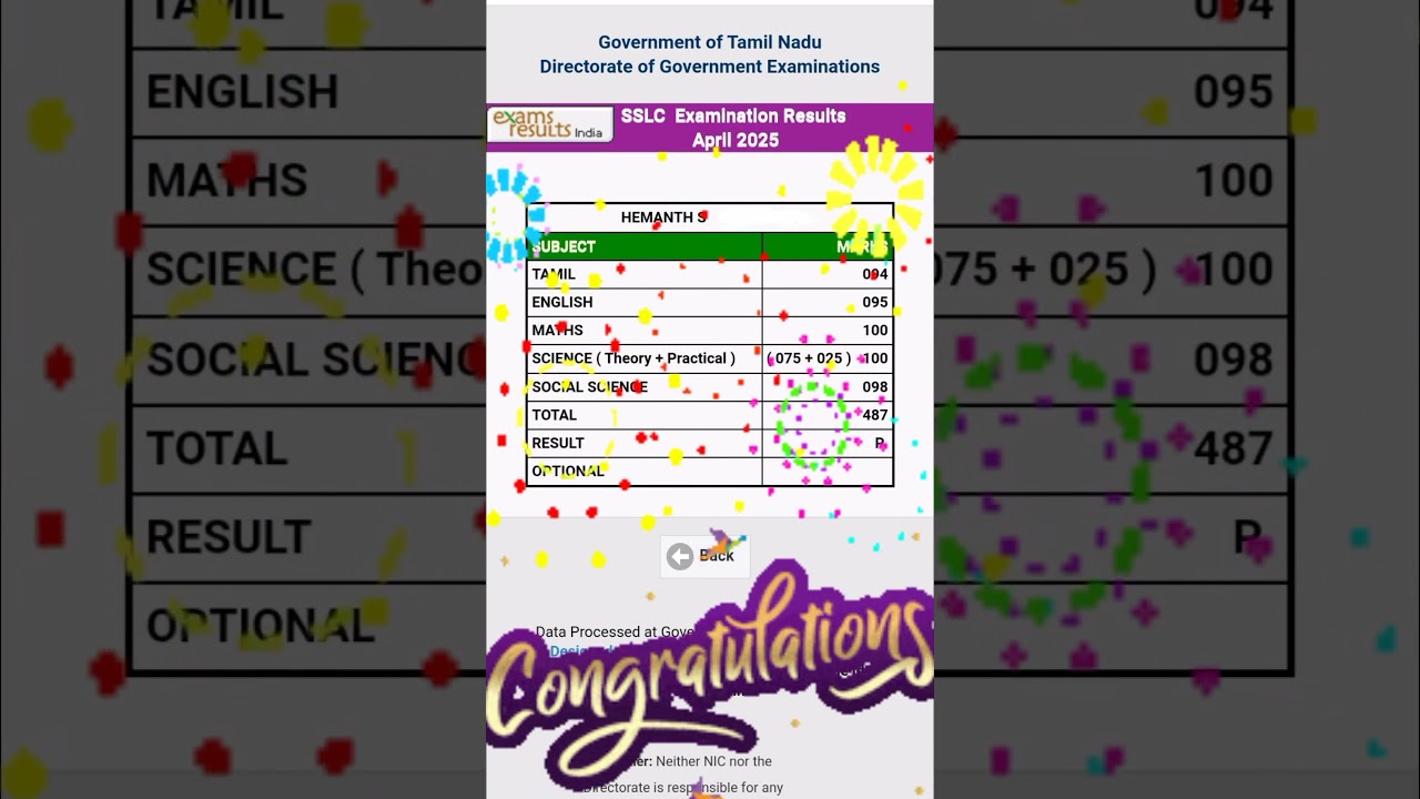 SSLC Result 2025 Tamil Nadu  ǁ Hemanth ǁ The TVS School ǁ Hemjo Creations