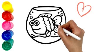 Jak narysować złotą rybkę 🐠 | ŁATWE MALOWANIE | nauka kolorów dla dzieci