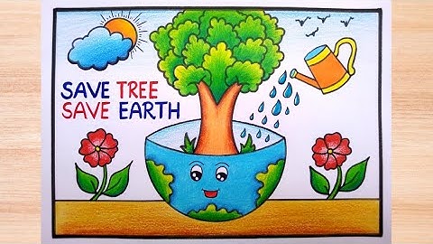 Van mahotsav poster drawing/ save trees easy poster making/ tree plantation drawing/ plant trees