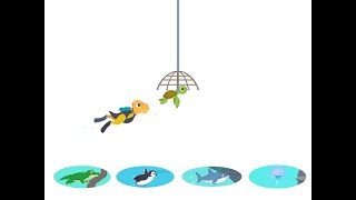 [ DINISAUR AQUA ADVENTURE ] Crocodile Shark Penguin Jellyfish Turtle, Gameplay, Educational Learning screenshot 4