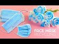 Easy rose flowers using face mask  face mask flower making