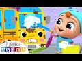 School Bus at the Car Wash | Wheels of the Bus Song | Little Angel Kids Songs