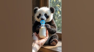 Humans give milk to hungry panda cubs #panda #cute #shorts #shortvideo #ai