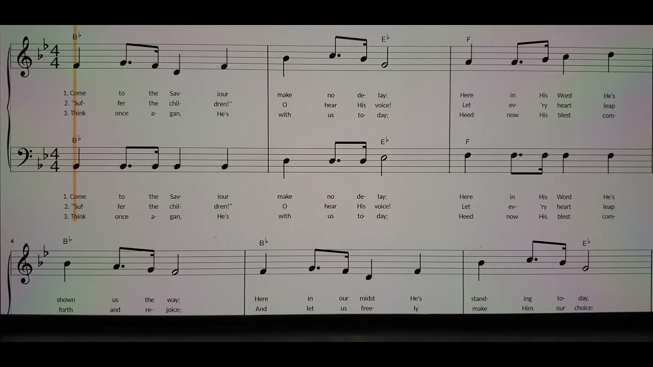 Come to the Saviour, Make No Delay BASS 3 STANZAS With Soprano Guide