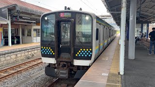 JR外房線 E131系0番台ﾏﾘR08編成 ワンマン上総一ノ宮行きの発車シーン（3234M）