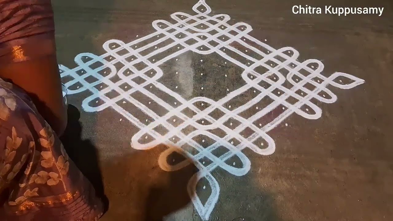 Simple Sikku Kolam | Margazhi Kolam | 13 pulli Kolam | Chikku Kolam