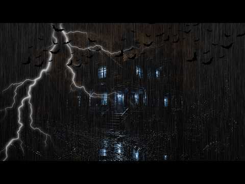 Heavy Rain and Thunderstorm at an Old Forest House  Dark Night Sounds for Deep Sleep