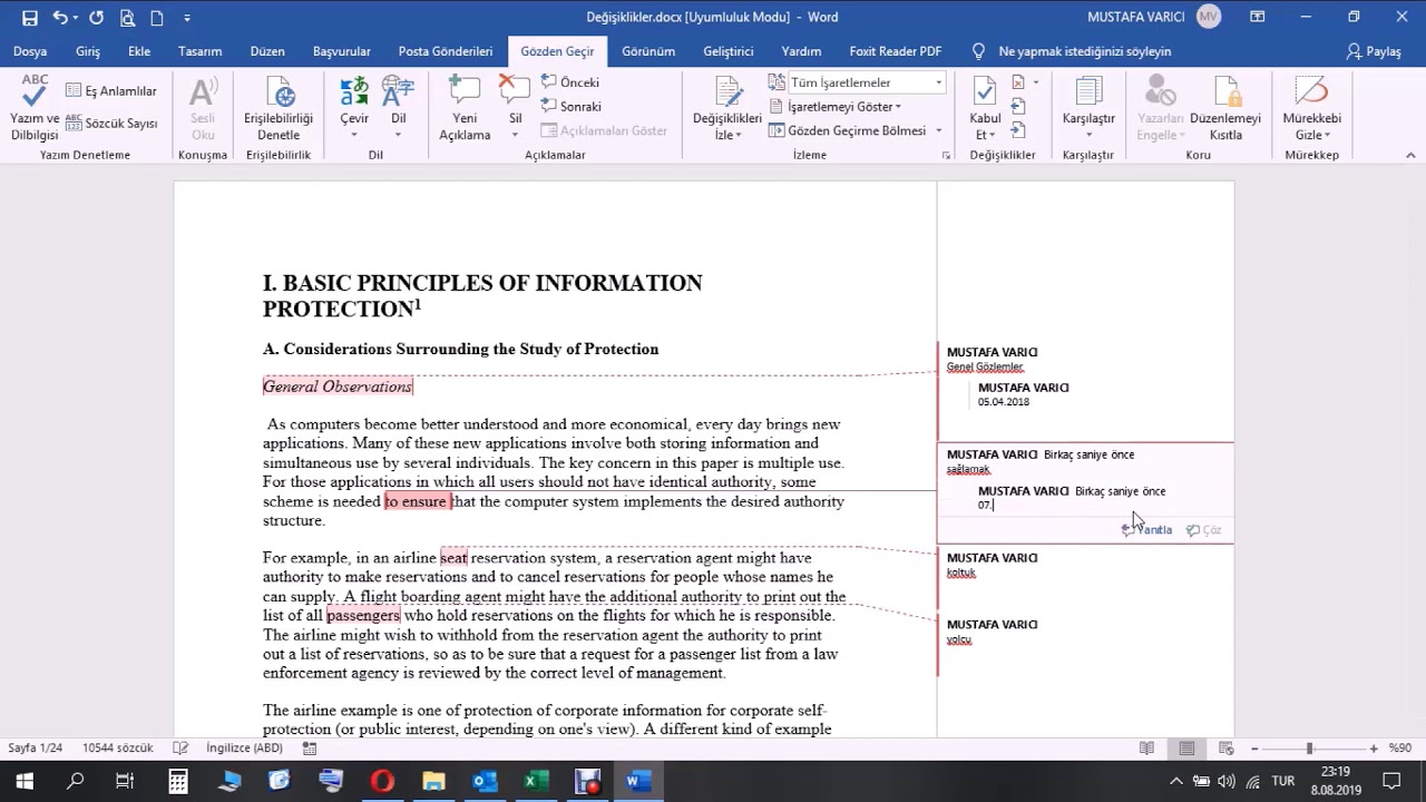 13) Açıklamalar Eklemek ve Detayları Microsoft Word - YouTube