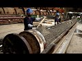 Proses pembuatan tiang pancang beton mutu ultra tinggi. Pabrik tumpukan PHC No.1 Korea