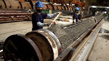 Process of making ultra-high-strength concrete pile. Korean No.1 PHC pile factory