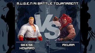 Geese Howard vs Akuma || M.U.G.E.N AI battle tournament || Semi Final Match 2.