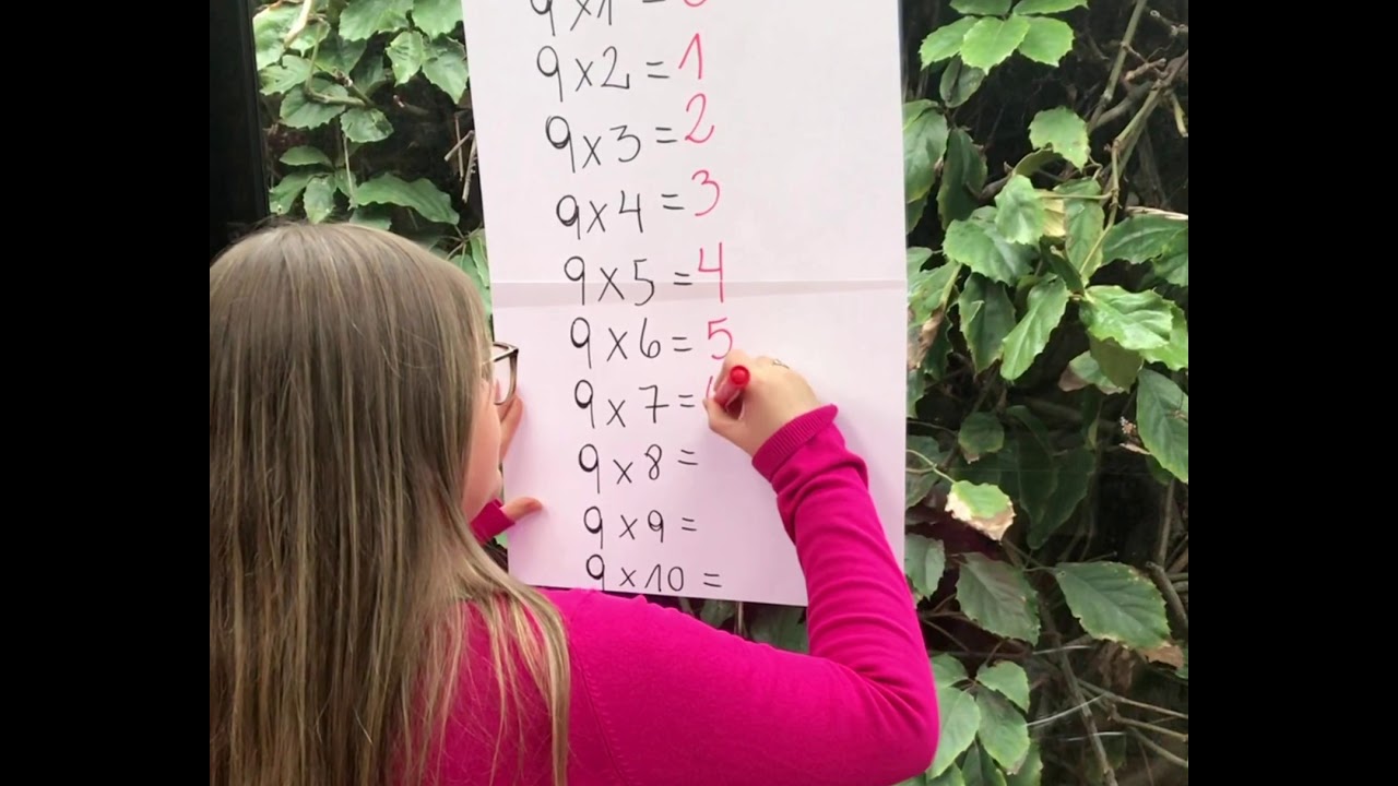 Easy way to learn the 9 times multiplication table - YouTube