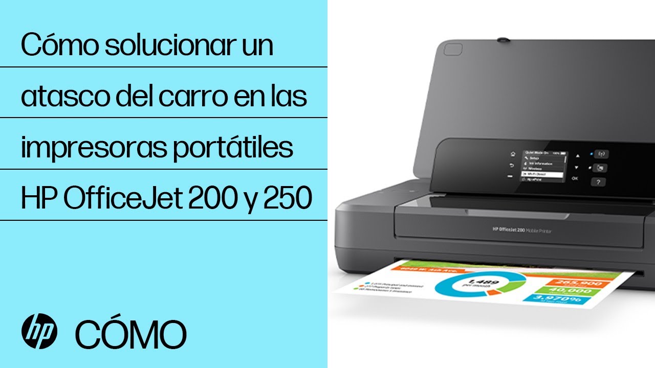 Cómo solucionar un atasco del carro en las impresoras portátiles HP  OfficeJet 200 y 250 | HP - YouTube