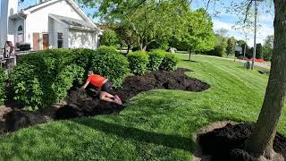 HUGH!! Mulch Job!!  OUR New to us house needs new LOOKS...