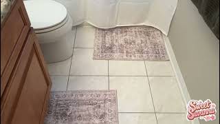 Uphome Bathroom Rugs Runner, Distressed Farmhouse Boho Light Khaki Bath Mat Review