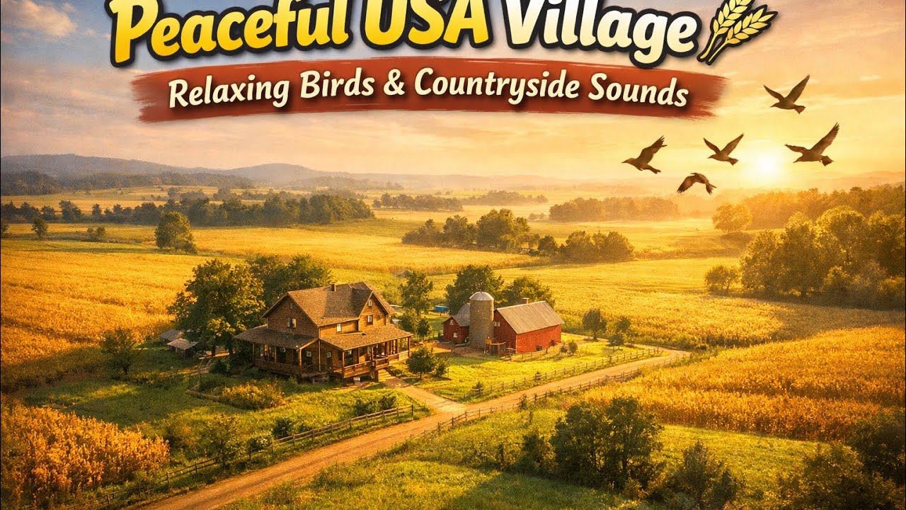Peaceful USA Village Morning Ambience 🌄 🌾 Birds Chirping & Relaxing Countryside Background Music