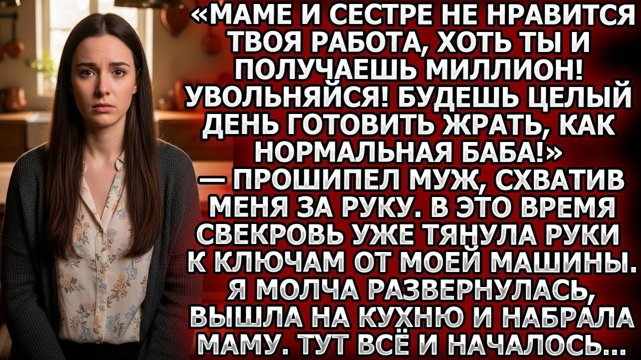 Муж прошипел: «Брось свою работу и готовь жрать сутками!» Я молча позвонила маме. И началось...