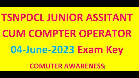 Tsnpdcl Junior Assistant Cum Computer Operator 2023 Key - Computer Awareness By Sampath Vaddepally