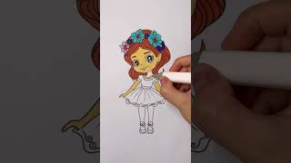 😻Cute Girl with flowers in her hair🌺 #coloring #cute #coloringpages