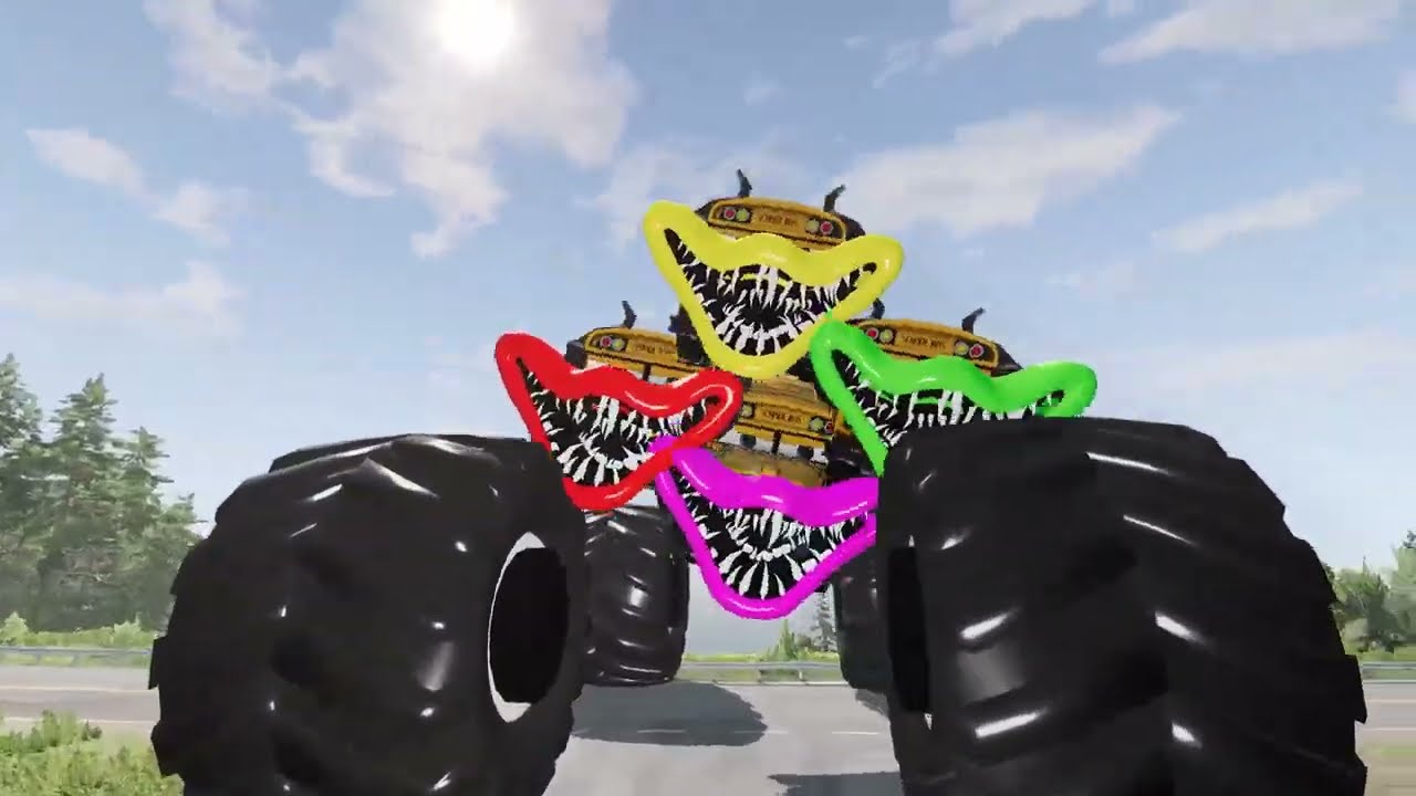 Гигантские грузовики McQueen Eater против машин Lightning McQueen Escape From Monster Beamng Driv...