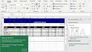 Run the accessibility checker for the current workbook and correct all the issues it reports. Do...
